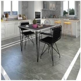 Resim Knsz masa sandalye takımı hem75mazlum grisyh 060*060 klçsm 2 sandalye syhsyh kolçaklı sırt minderli 