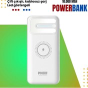 Resim Phixi Basic Pw11 10.000mah Wireless Şarj Çift Çıkışlı Led Göstergeli Powerbank - Micro Ve Type-c 
