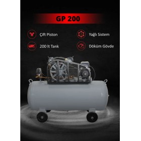Resim GAP | 200 lt 2 Kafa 8 Bar Pistonlu Hava Kompresörü 