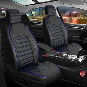 Resim Fresh Start Peugeot 308 Uyumlu Lüx Deri Oto Koltuk Kılıfı Ön Arka Takım Giydirme Model Siyah Mavi 