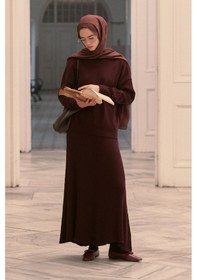 Resim Carell Fitilli Triko Etekli Takım Mürdüm Çok Renkli 