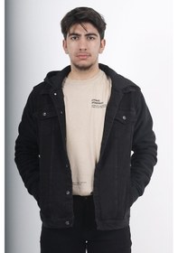 Resim Erkek Kot Ceket Erkek Siyah Kapüşonlu Siyah 