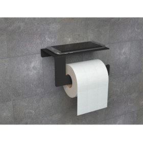 Resim risingmaber Metal Mat Siyah Telefon Tutacaklı Tuvalet Kağıtlığı, Wc Tuvalet Kağıtlık Mt44s 