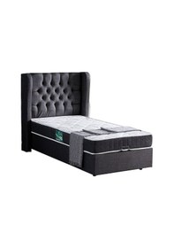 Resim Setaymobilya Baza, Riga Tek Kişilik Baza + Başlık + Comfort Yatak, Antrasit 