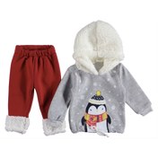 Resim POP KIDS Pofuduk Penguen 2’li Erkek Bebek Eşofman Takımı 3/12 Ay 
