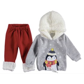 Resim POP KIDS Pofuduk Penguen 2’li Erkek Bebek Eşofman Takımı 3/12 Ay 