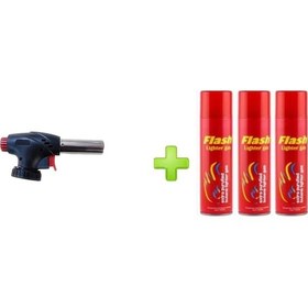 Resim 1300 Derece Profesyonel Pürmüz Çakmak 3 Adet Flash Gaz Hediye Siyah 