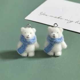 Resim 4'lü Sevimli 3D Kaplumbağa Desenli Eşarp Ayı Reçine Charm'lar | Noel Takı Yapımı Aksesuarları için Çizgi Film Hayvan Kolye Uçları 