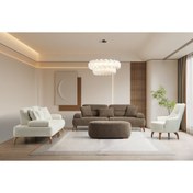 Resim Yuvaset Home Riva Ahşap Ayaklı 3+3+1 Koltuk Takımı 