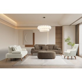 Resim Yuvaset Home Riva Ahşap Ayaklı 3+3+1 Koltuk Takımı 