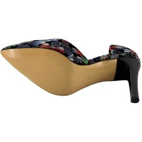 Resim Hobby 27448 Baskılı Deri Stiletto Kadın Ayakkabı Siyah Baskılı 