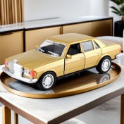 Resim 1:36 Ölçekli Alaşım Çift Kapılı Klasik Araba Modeli - Vintage Altın Metalik Kaplama, Krom Detaylar ve Siyah Tekerlekler - Oturma Odası veya Ofis için Elektrikli Ev Dekorasyonu Gösterimi, Araba Dekoru, Ofis Dekorasyonu, Şık Tasarım, Detaylı El Sanatçılığı 