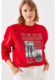 Resim Shade Kadın Üç İplik Şardonlu The 1997 Baskılı Sweatshirt Mbhs009 60601009 - Kırmızı 