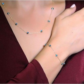 Resim 14 Ayar Altın Set Nazar Boncuklu 