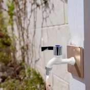 Resim Dayanıklı Dış Mekan Musluğu G1 / 2 - Sızdırmazlık, Güneş Koruyucu ve Donmaya Karşı Koruma, Mavi Valf Saplı Beyaz Plastik, Çamaşır Makineleri, Moplar ve Havuzlar için Mükemmel, Çağdaş Tarz, Tek Delikli Kurulum, Bahçe Musluğu | Tek delikli musluk | Hava koşullarına dayanıklı musluk 