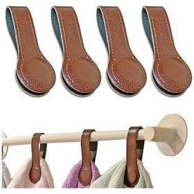 Resim Pu Deriden Yapılmış 3'lü Manyetik Banyo Havlusu Klipsi, Mıknatıslı Deri Eşarp Saklama Klipsi Tokası, Çok İşlevli Manyetik Klipsli Havlu Kancası 