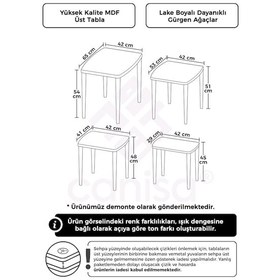 Resim Canisa Telwe Seris Ceviz Mdf 4lü Zigon Sehpa Takımı Gürgen Ahşap Ayaklar Sehpa Ceviz 