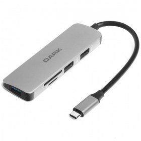 Resim Dark USB 3.2 10 Gbps Type-C 5 in 1 TF SD Kart Okuyucu / 3x USB 3.2 / Çoklayıcı Dönüştürücü Çevirici HUB (DK-AC-U31X37) 