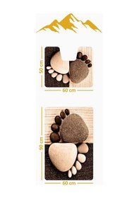 Resim Modern Desenli Dijital Baskı 3 Lü Banyo Paspas Takımı Yıkanabilir Kaymaz Tabanlı Klozet Takımı Klz0055 Renkli 