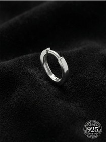 Resim 925 Ayar Gümüş Rodyum Kaplama Yuvarlak Erkek Halka Küpe - Tek 2x14mm 