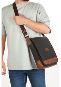 Resim Newish Polo Kanvas Kumaş Postacı Erkek Çantası-dik Model Siyah 