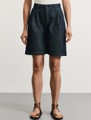 Resim Zarına Pantolonlu, Pileli, Geniş Paçalı Kot Şort 437796169 Mavi 