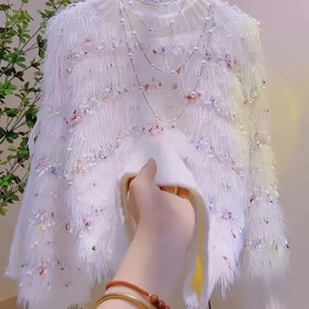 Resim Kadınların şık sahte kürkli kadife ceketi - Uzun kollu, yuvarlak yaka, renk bloğu tasarımı, sonbahar/kış için hafif ve sıcak, rahat şık tarz, makinede yıkanabilir, kış kadıfları, rahat giyim, şık kadife, yumuşak dokusu 