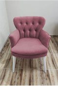 Resim Azra Aksesuar Berjer - Tekli Koltuk-balkon Koltuğu-koltuk-mini Koltuk- Beyaz Ayak - Gül Kurusu 