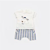 Resim Bibaby 2li Takım Şortlu Stripe Sytle Lacivert - Bej 