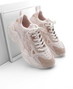 Resim Marjin Kadın Yüksek Taban Sneaker Bağcıklı Spor Ayakkabı Edisa bej 