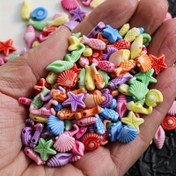 Resim 100 Adet Akrilik Okyanus Serisi Boncuk, 10mm Karışık Renk, DIY Bileklikler, Kolyeler, Anahtarlıklar ve Cep Telefonu Süslemeleri için 