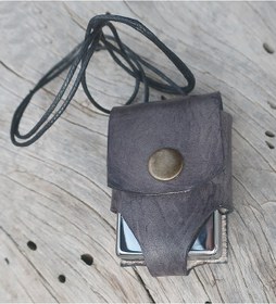 Resim Sermo - Hakiki Deri El Yapımı Zippo Çakmak Kılıfı - Gri Kolye 