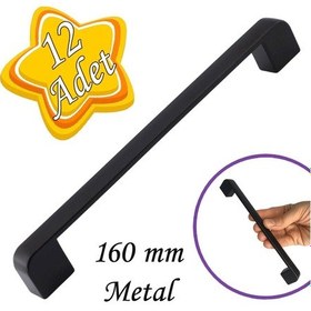 Resim 12 Adet Oval Marmara Kulp 160 Mm Siyah Mutfak Kulpu Çekmece Dolap Kapak Kulbu Metal Mobilya Dolabı 