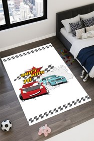 Resim Kessy Home Studio Drift King Araba Desenli Eğlenceli Oyun Halısı Yıkanabilir Kaymaz Taban Çocuk Odası Halısı 7 