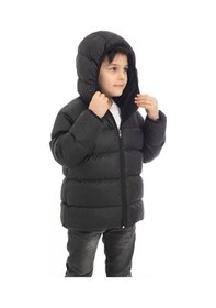 Resim Spor Erkek Çocuk Polarlı Kürklü Kapüşonlu Su Geçirmez Rüzgara Dayanıklı Şişme Kışlık Mont-197 Siyah 