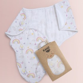 Resim Kanz Yenidoğan %100 Pamuk Müslin Hazır Kundak Cırtlı - Soft Rainbow 