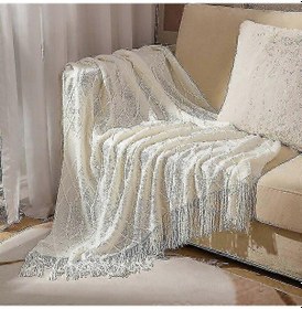 Resim Nordic Örme Battaniye - Yumuşak, Dokulu Ve Sağlam, Avrupa'da Kanepe, Yatak Ve Noel Dekorasyonu İçin 150x230 Cm Cl-krem Beyaz 