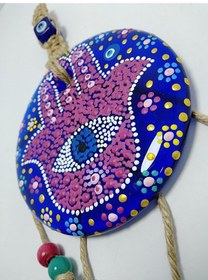 Resim Fatıma/hamse Eli Nazar Boncuğu El Yapımı Cam Hamse Eli Duvar Deko 