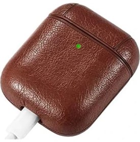 Resim Mcreative Apple Airpods 1/2 Uyumlu Deri Kılıf (Koyu Kahve) 