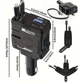 Resim Challenger 66w Hızlı Araç Şarj Cihazı Meka Stili Siyah Type C Usb Portlu 4ü 1 Arada İphone Samsung Uyumlu 