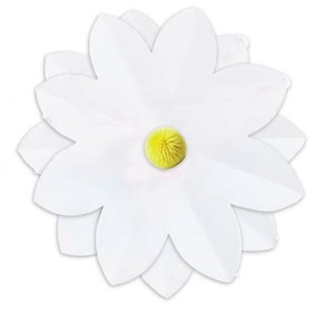 Resim Beyaz Papatya Temalı Ponponlu Banner - Beyaz / Tek Ebat 