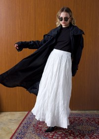 Resim Dik Yaka Oversize Trençkot Siyah - M/L 