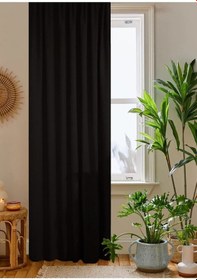 Resim Home Color Home Siyah Petek Kadife Dokulu Fon Perde Düz Dikişli Ekstrafor Büzgü 1.sınıf Kalite Siyah 