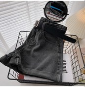 Resim Siyah&grı Kadınlar Yüksek Bel Ince Rahat Artı Boyutu Sıkma Denim Kot Şort Bayanlar Mavi Denim Kısa Pantolon Siyah - Gri 