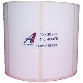 Resim PİA Etiket 40 x 20 mm 4 lü Termal Barkod Etiketi 4000′li 
