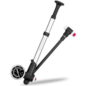 Resim Mufunye Alüminyum Bisiklet Fön Pompa 300psı Yüksek Basınçlı Saatli Kısa Tip Gümüş Bg-1612 