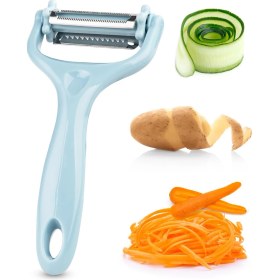 Resim Hepta Collection 3'ü 1 Arada Patates ve Sebze Soyucu – Paslanmaz Çelik Bıçaklı, Düz + Tırtıklı + Jülyen Soyma, Ergono 