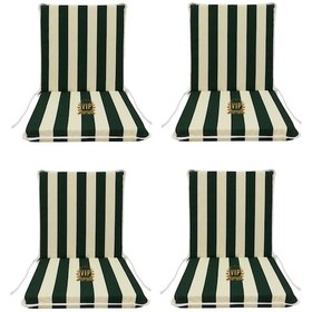 Resim Viphomeconcept Sandalye Minderi 4 Adet Arkalıklı Büyük Fermuarlı Yeşil-Beyaz 