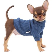 Resim PAIAITE Küçük Köpek Tişörtü - Chihuahua, Yorkie, Teacup Yavruları İçin - Tüm Mevsimler İçin Kısa Kollu Yuvarlak Yaka Kazak Tarzı Üst, Elde Yıkanabilir Mavi Yavru Köpek Kıyafeti, X-Small Irklar İçin Rahat ve Şık Evcil Hayvan Giysisi 