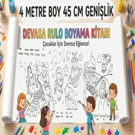 Resim TeknoKapsül Devasa Rulo Boyama Kağıdı 4 Metre Sayılarla Boyama Türkçe Ingilizce Renk Öğreten Aktivite Kağıdı 